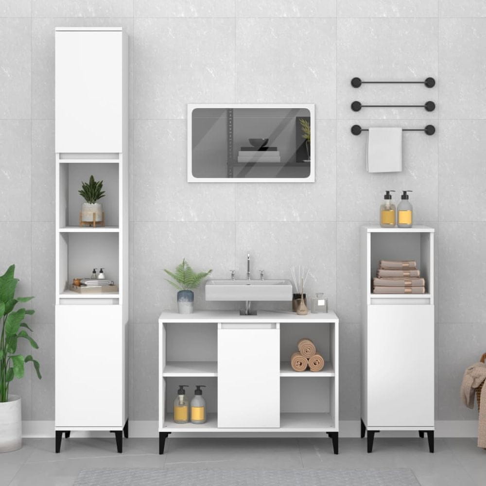 Vidaxl 3-dielna sada kúpeľňového nábytku biela kompozitné drevo